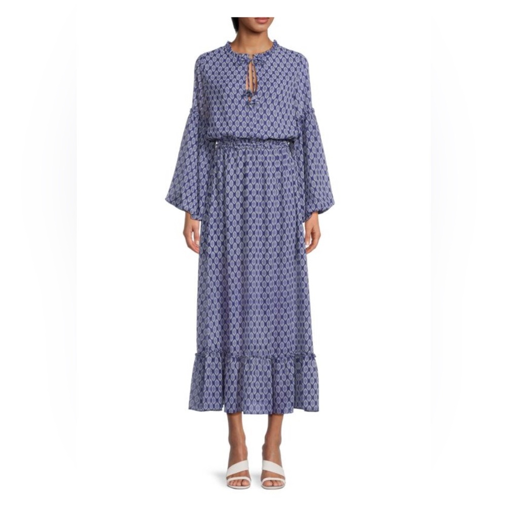 💙 Misa Los Angeles Amata Geometric Peasant Maxi Dress 💙